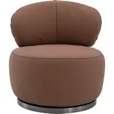 Nubo Swivel Accent Chair in Cognac Brown Leather